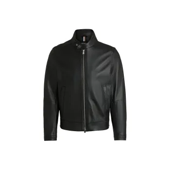 HUGO BOSS Grained Leather Regular Fit Jacket