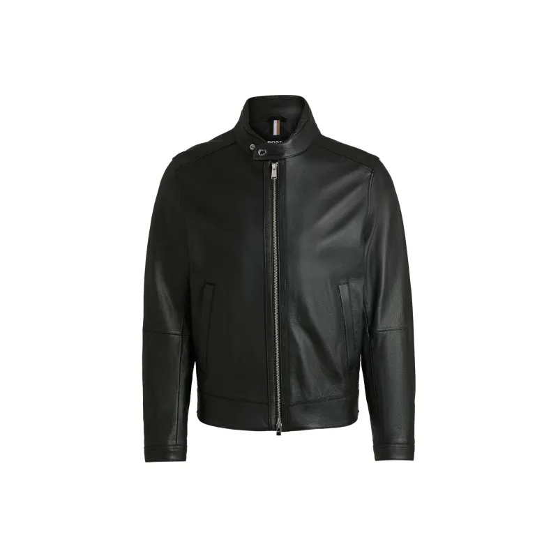 HUGO BOSS Grained Leather Regular-Fit Jacket-0