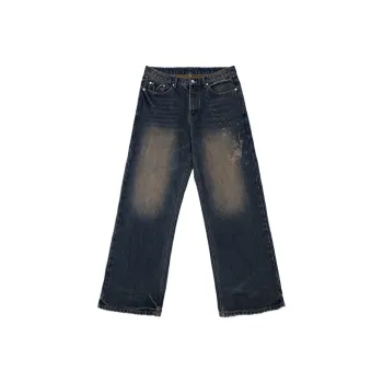 Black Cat Pixel Jeans Unisex Blue
