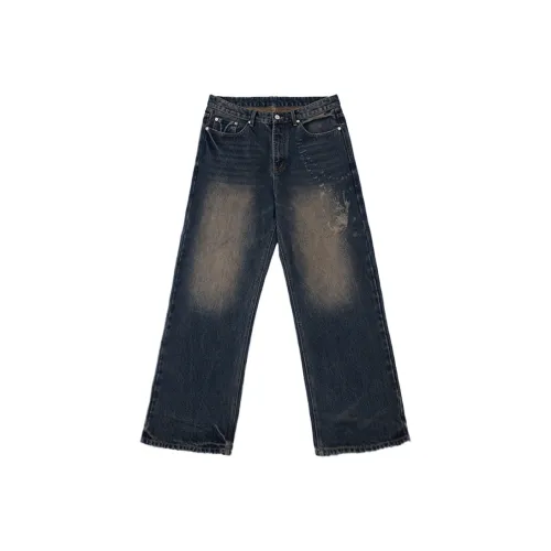Black Cat Pixel Jeans Unisex Blue