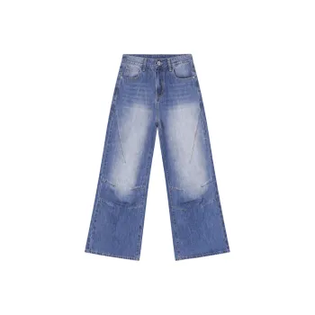 Voguo Relay Mid Rise Wide Leg Pants Jeans Unisex Blue