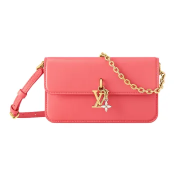 LOUIS VUITTON Bloom Cow Leather Shoulder Bag Women's Peach Pink