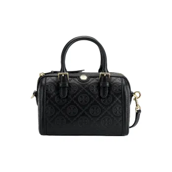 TORY BURCH Leather Barrel Bag Shoulder Bag Crossbody Bag Handbag Women's Black