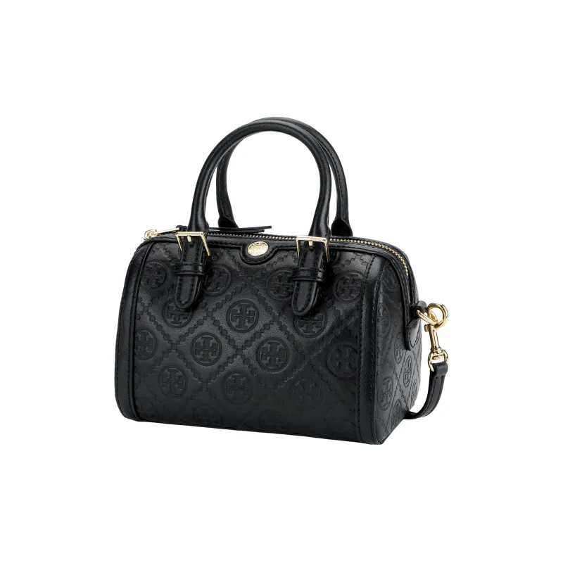 TORY BURCH Leather Barrel Bag Shoulder Bag Crossbody Bag Handbag Women's Black-1