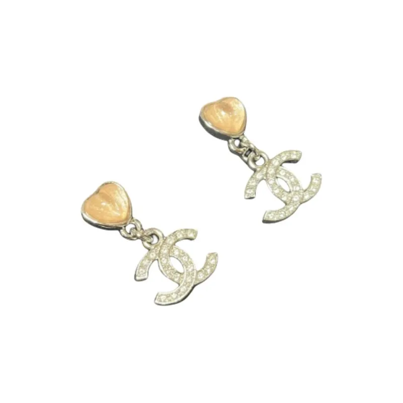 CHANEL Crystal Earrings Women's Silver-1