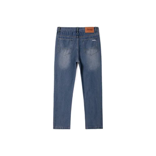 MISBHV upcycled monogram-patchwork jeans Blau