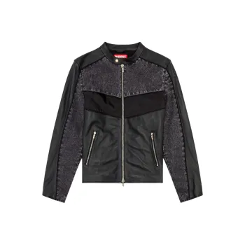 DIESEL L Leopol Shell Panelled Leather Jacket