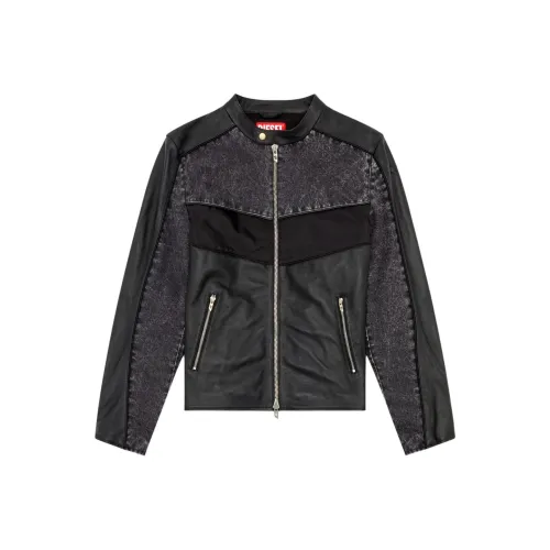 DIESEL L Leopol Shell Panelled Leather Jacket