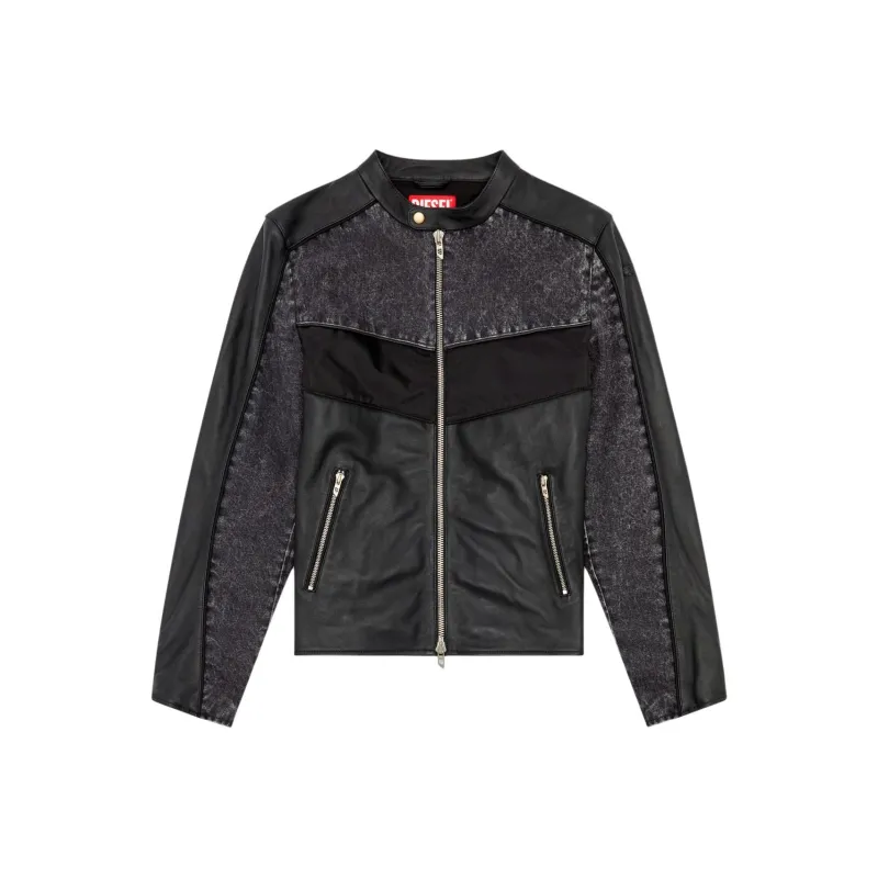 DIESEL L Leopol Shell Panelled Leather Jacket-0