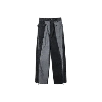 HUANXIANGZHE FW22 Wide Leg Casual Pants Unisex Black Gray Color