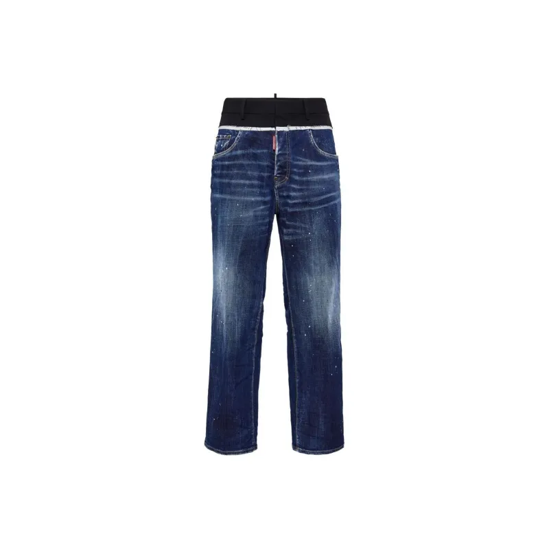 DSQUARED 2 Mid Rise Panelled Straight Leg Jeans-0