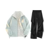 Mint Green+Black[Reversible Small Floral Clothing Sets]
