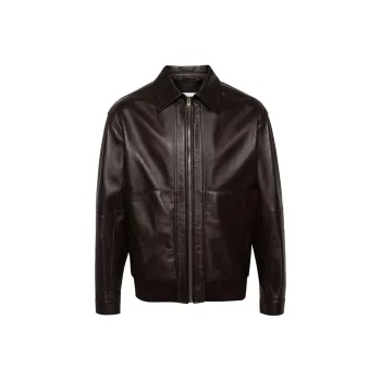 MOSCHINO Logo patch Leather Jacket