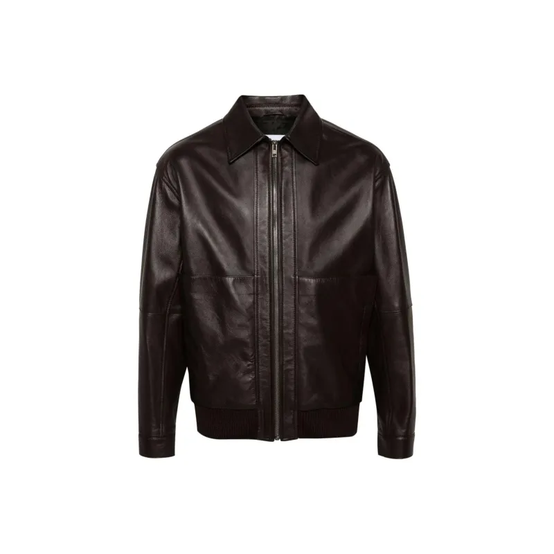 MOSCHINO Logo patch Leather Jacket-0