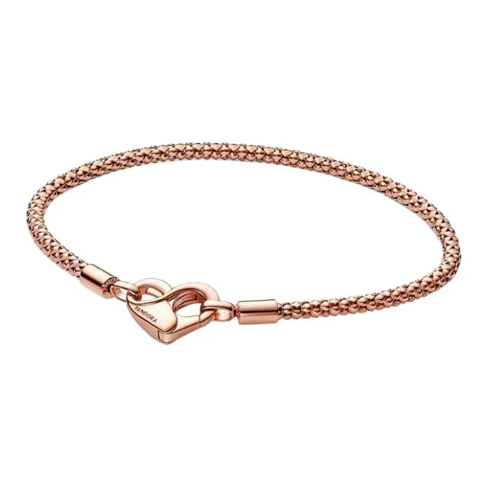 Pandora Gold Plated Copper Silver Alloy Bracelets Unisex Rose Gold-0