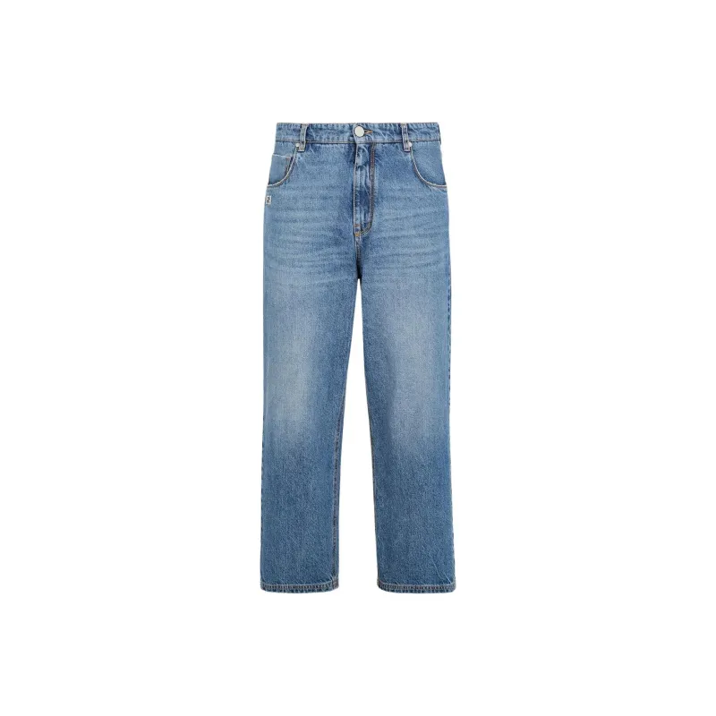 FENDI Ff Plaque Straight Leg Long Jeans-0