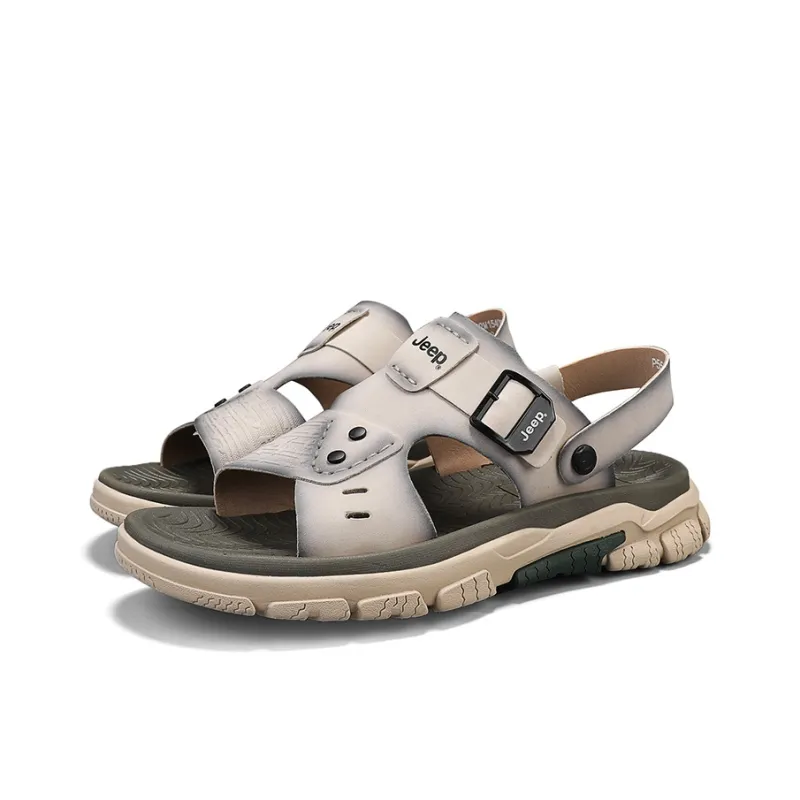 Jeep Beach Sandals Men Dark Brown/Light Gray-14