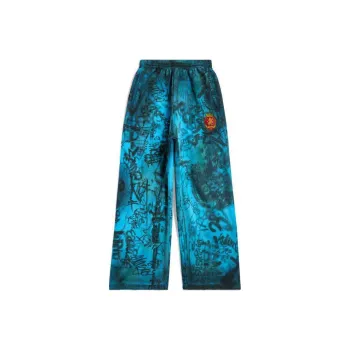 Balenciaga Baggy Knitted Sports Pants Men's Blue