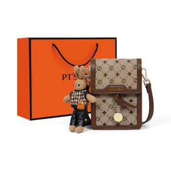 PT'SON PVC With Textile Shoulder Bag, Crossbody Bag Regular Women's Ebony