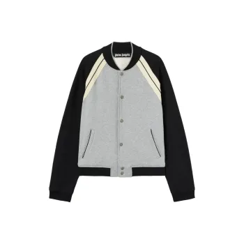 PALM ANGELS Curved Logo Printed Varsity Jacket