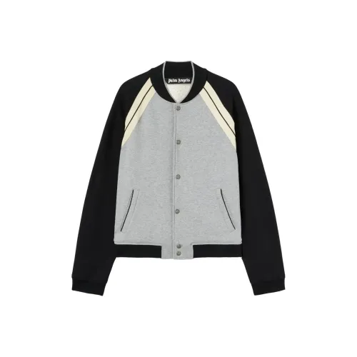 PALM ANGELS Curved Logo Printed Varsity Jacket