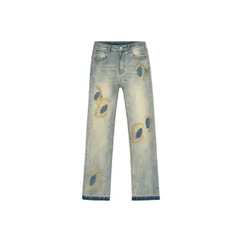 XINYINSU Jeans Unisex Yellow Mud