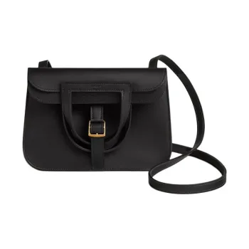 HERMES Halzan Swift Calfskin Shoulder Bag Mini Women's Black