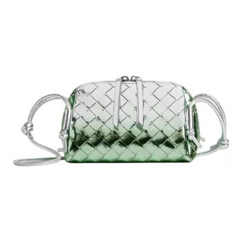 Bottega Veneta Concert Goatskin Crossbody Bag, Shoulder Bag Women's Silver & Mint Green