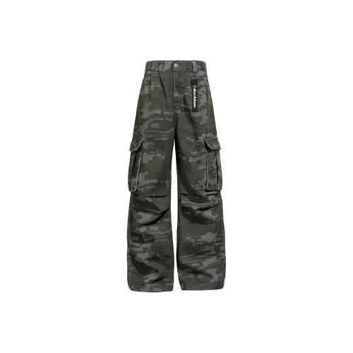 Jeans Cargo Kaki à Taille Camouflage