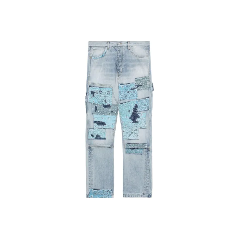 AMIRI Patchwork Detailed Straight Leg Jeans-0