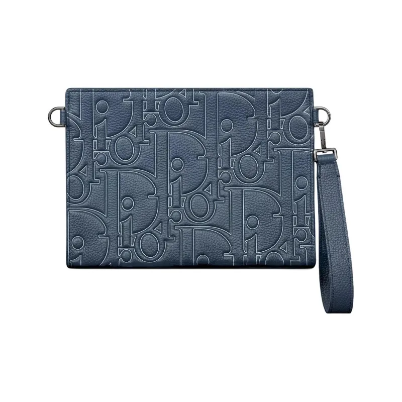 DIOR Cow Leather Clutch Women's Marine Blue-2