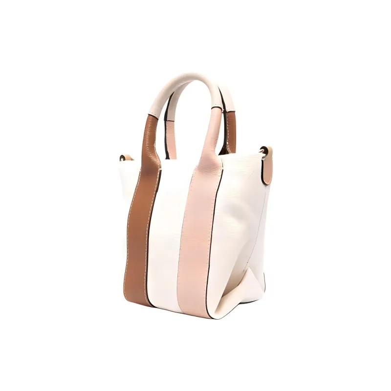 See By Chloe Laetizia Canvas With Leather Tote Bag, Shopping Bag, Crossbody Bag, Handbag Mini Women's Caramel-3