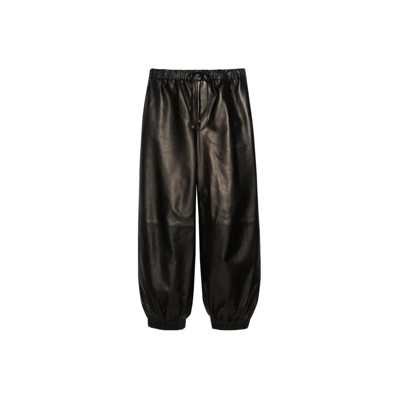GUCCI Solid Color Shiny Mid-Rise Elastic Cuff Men's Black-0