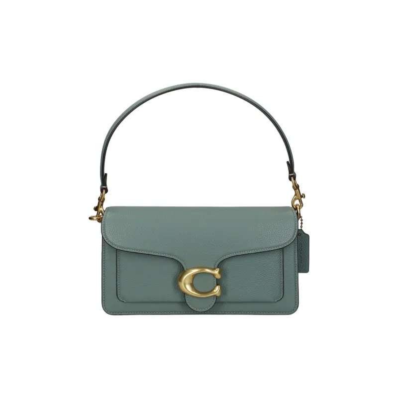 COACH Leather Shoulder Bag Medium Size Women's Blue Green-0