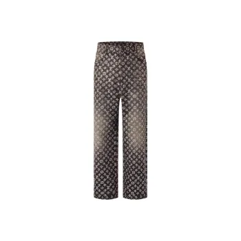 LOUIS VUITTON Made To Order Embroidered Monogram Baggy Denim Pants