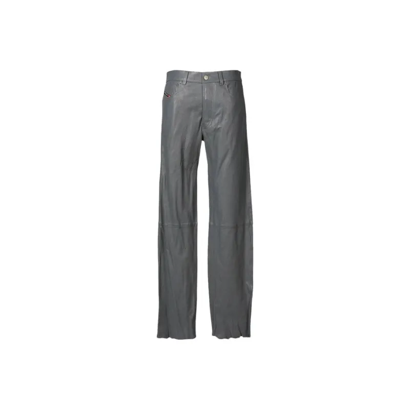 DIESEL Regular Fit Leather Trousers-0