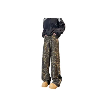 IJRJ Jeans Unisex Leopard Print