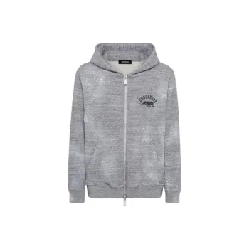 DSQUARED 2 Logo Printed Zipped Destroyed Hoodie