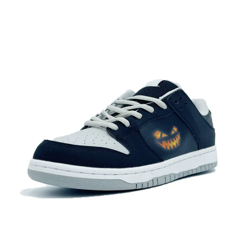 PAIN OR PLEASURE Low Top Skateboard Shoes Unisex Dark Blue White-2