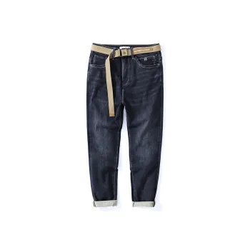 YABAOBAO Jeans Men's Blue Thin Fleece