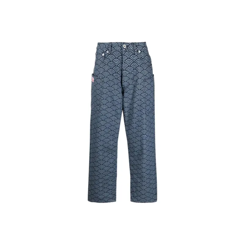 KENZO All Over Patterned Wide Leg Jeans-0