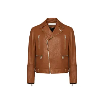 Alexander McQueen Zip Up Leather Biker Jacket