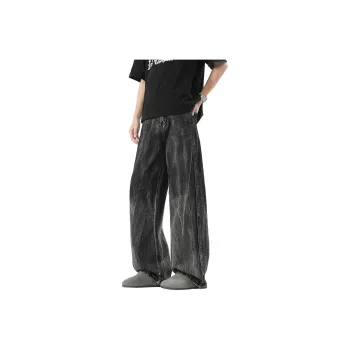 HCHUICHENG Jeans Unisex Distressed Gray