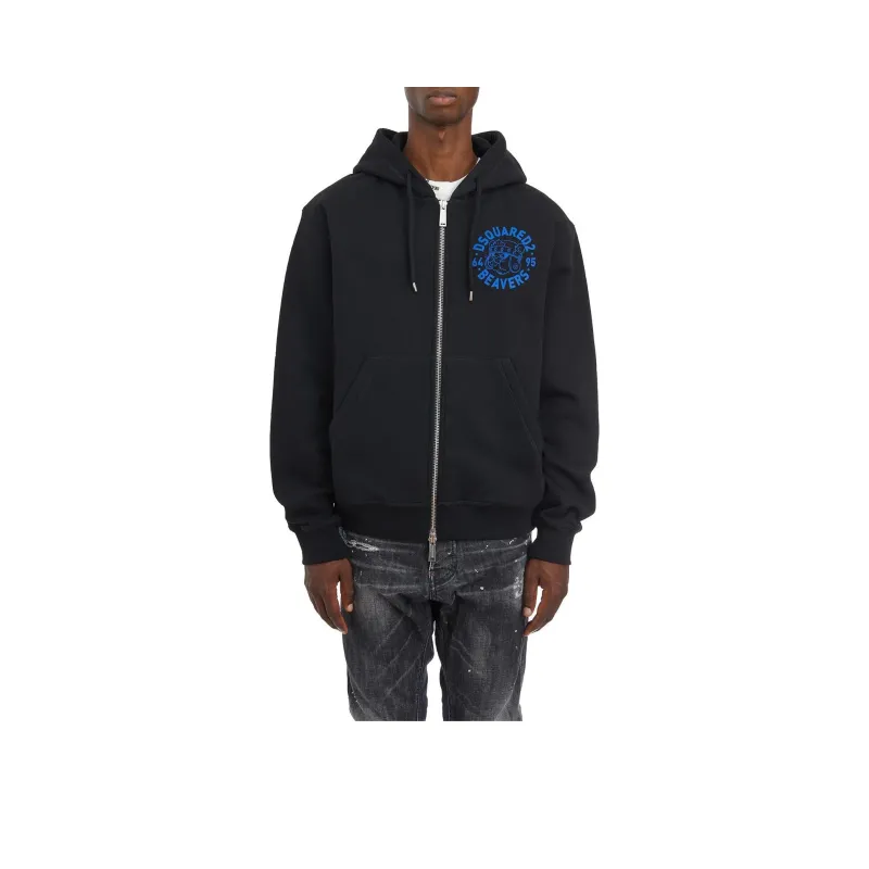 DSQUARED 2 Logo Printed Zip Up Hoodie-0