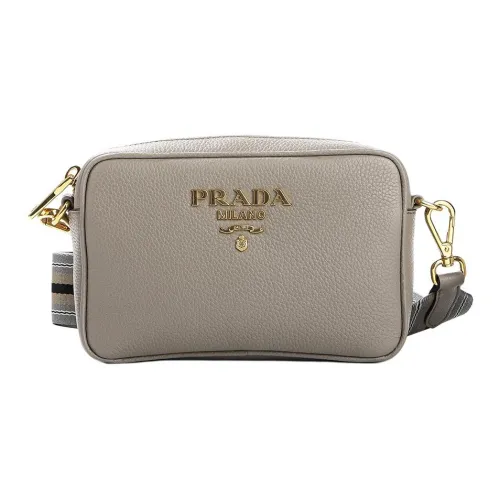 PRADA Calfskin Shoulder Bag Women's Gray