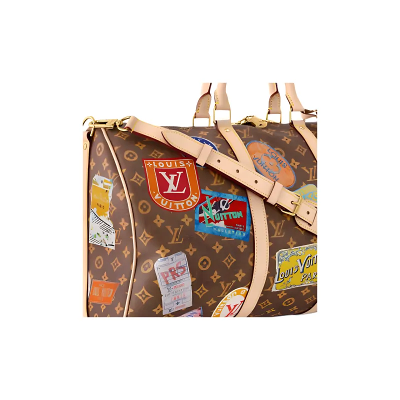 LOUIS VUITTON KeepallBandoulière Monogram Canvas One Shoulder Crossbody Bag, Travel Bag Unisex Brown-5