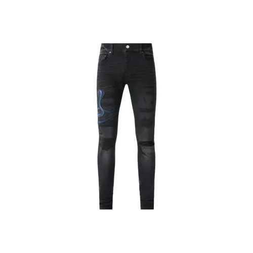AMIRI Blue Poison Archival Distressed Skinny Jeans
