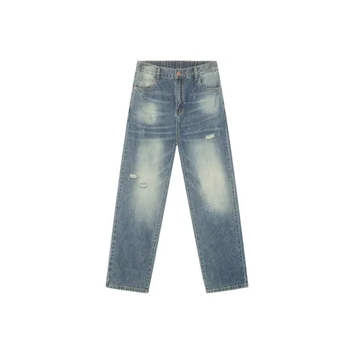 Voguo Relay 2024 Spring And Summer Mid Rise Elastic Waistband Jeans Unisex