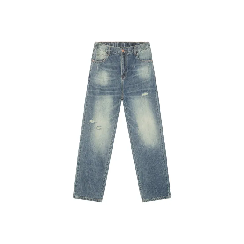 Voguo Relay 2024 Spring And Summer Mid Rise Elastic Waistband Jeans Unisex-0