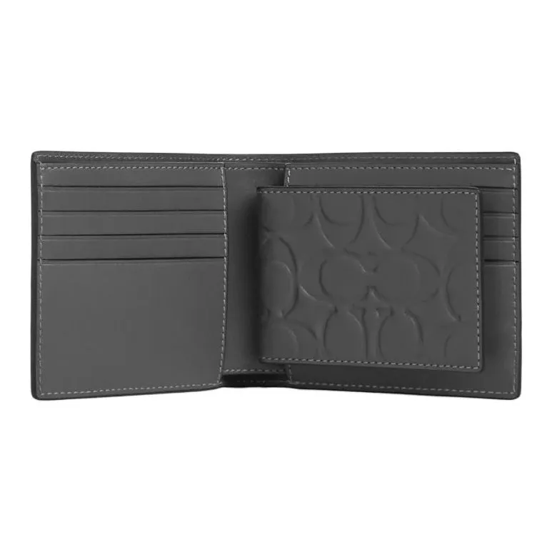 COACH 3 IN 1 Wallet Calfskin Wallet Mini Men's Charcoal-1